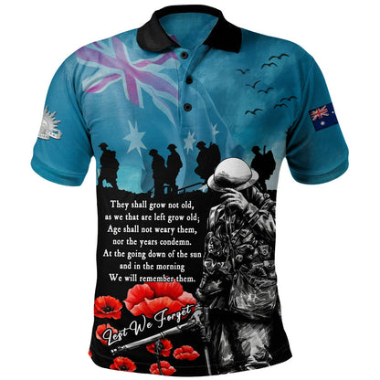 Australia Polo Shirt Anzac Day Blue Horizon Of Sacrifice