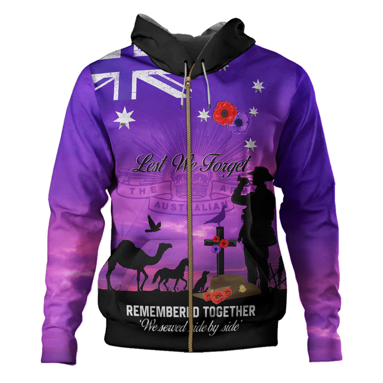 Australia Hoodie Anzac Day We Served Side By Side