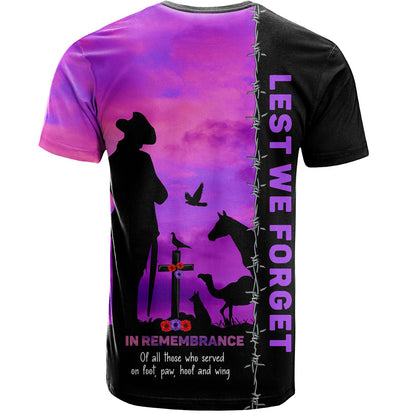 Australia T Shirt Anzac Day Lest We Forget The Animals Of War
