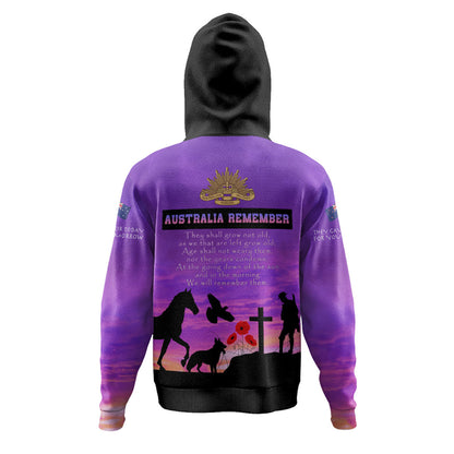 Australia Hoodie Anzac Day In Remembrance Of All Those Who Served On Foot Paw Hoof And Wing Long