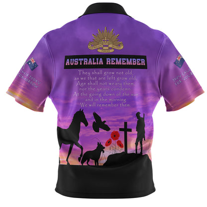 Australia Polo Shirt Anzac Day In remembrance of all those who served on foot paw hoof and wing Long