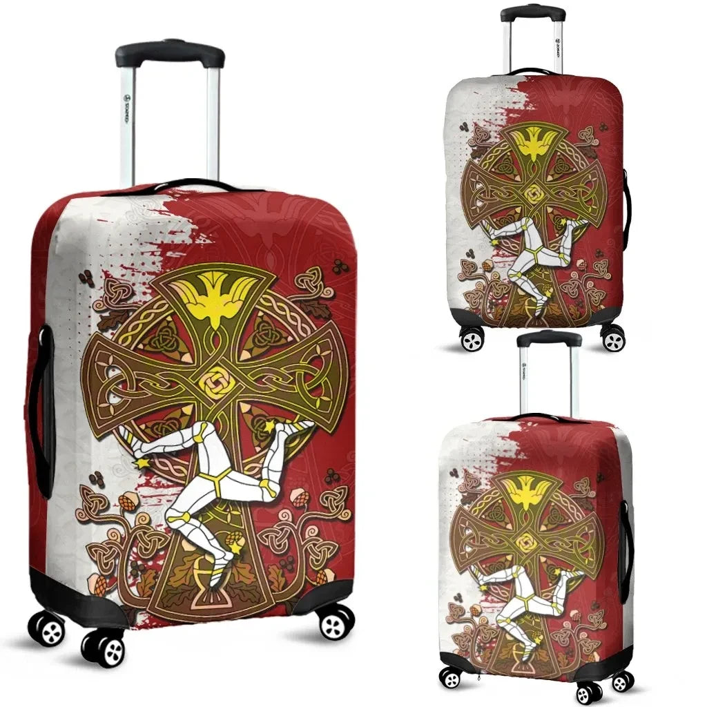 Isle of Man Celtic Luggage Covers Isle of Man Three Legs Symbol With Celtic Cross