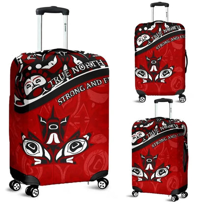 Canada Day Luggage Covers Haida Maple Leaf Style Tattoo Red