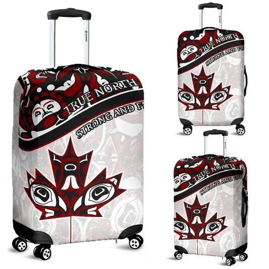 Canada Day Luggage Covers Haida Maple Leaf Style Tattoo White