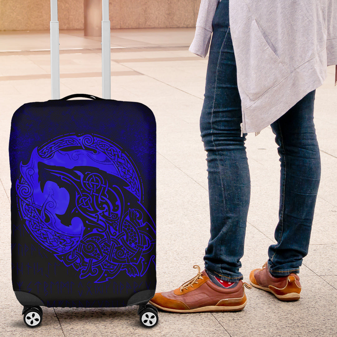 Luggage Covers Fenrir Viking 3D Tattoo Blue Version Luggage Covers