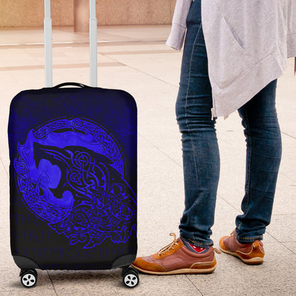 Luggage Covers Fenrir Viking 3D Tattoo Blue Version Luggage Covers