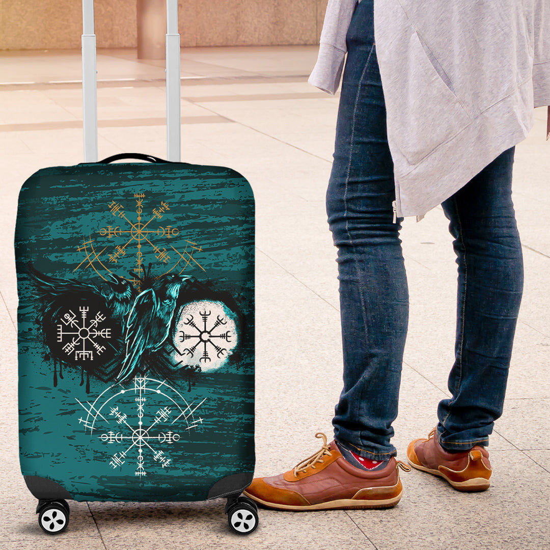 Luggage Covers Raven of Odin Symbol Cyan Luggage Covers