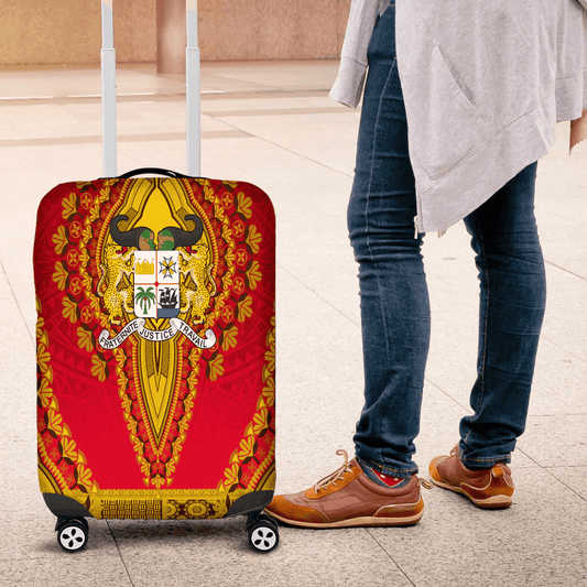 Africazone Africa Luggage Cover Algeria Green Version Luggage Cover Vintage African Dashiki