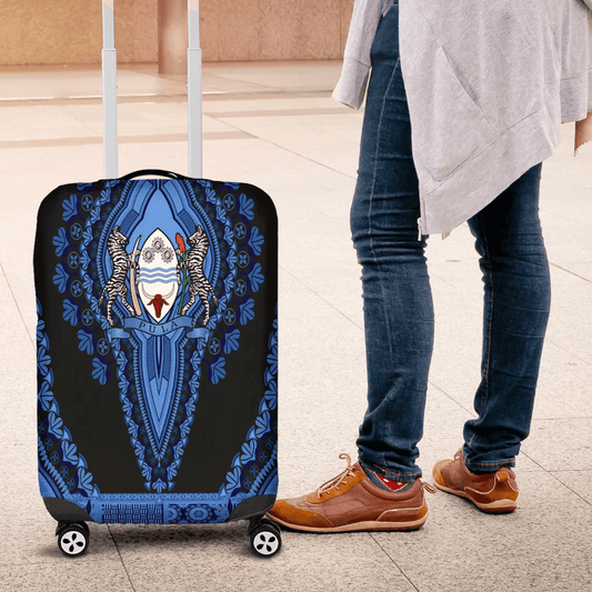 Africazone Africa Luggage Cover Botswana Black Version Luggage Cover Vintage African Dashiki