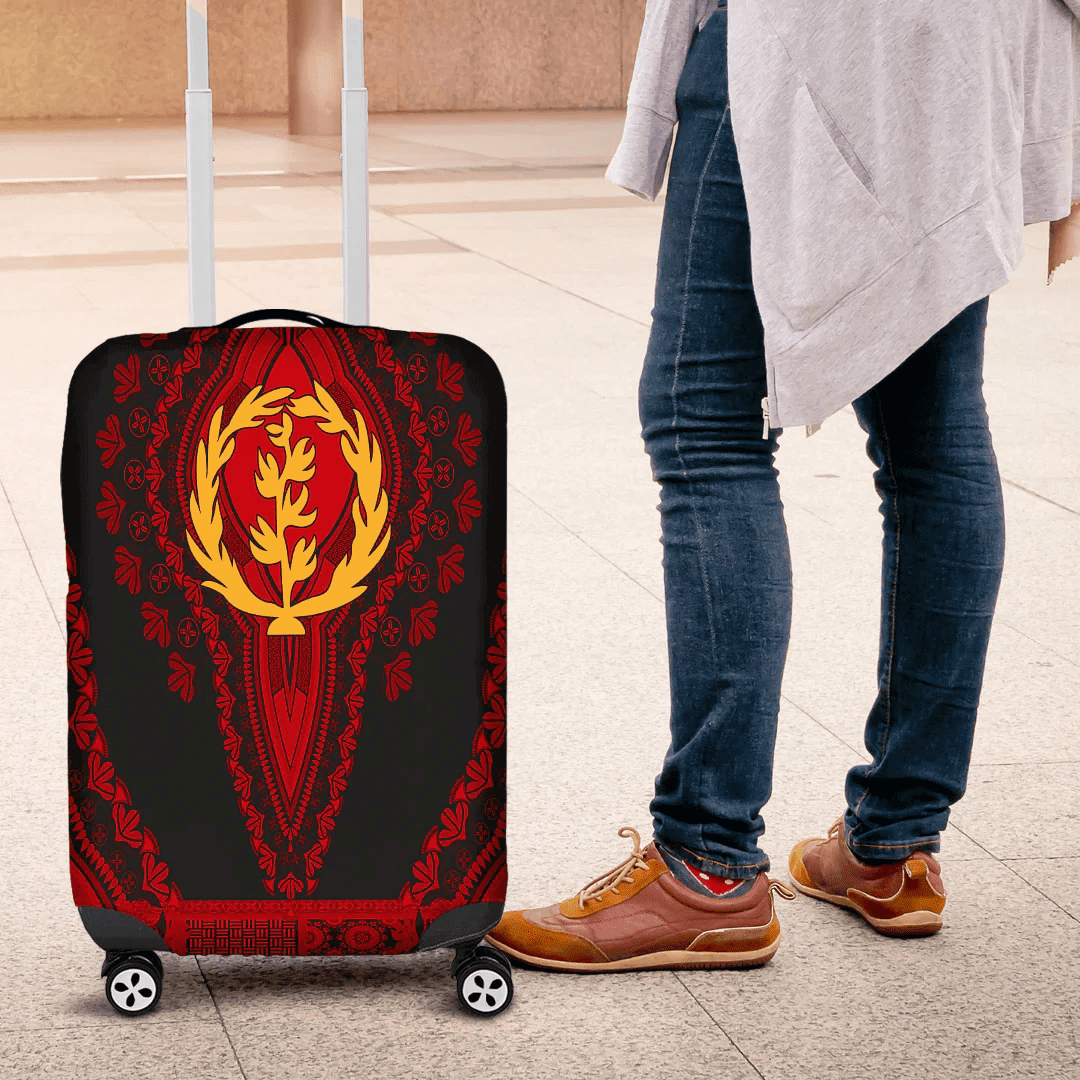 Africazone Africa Luggage Cover Eritrea Black Version Luggage Cover Vintage African Dashiki