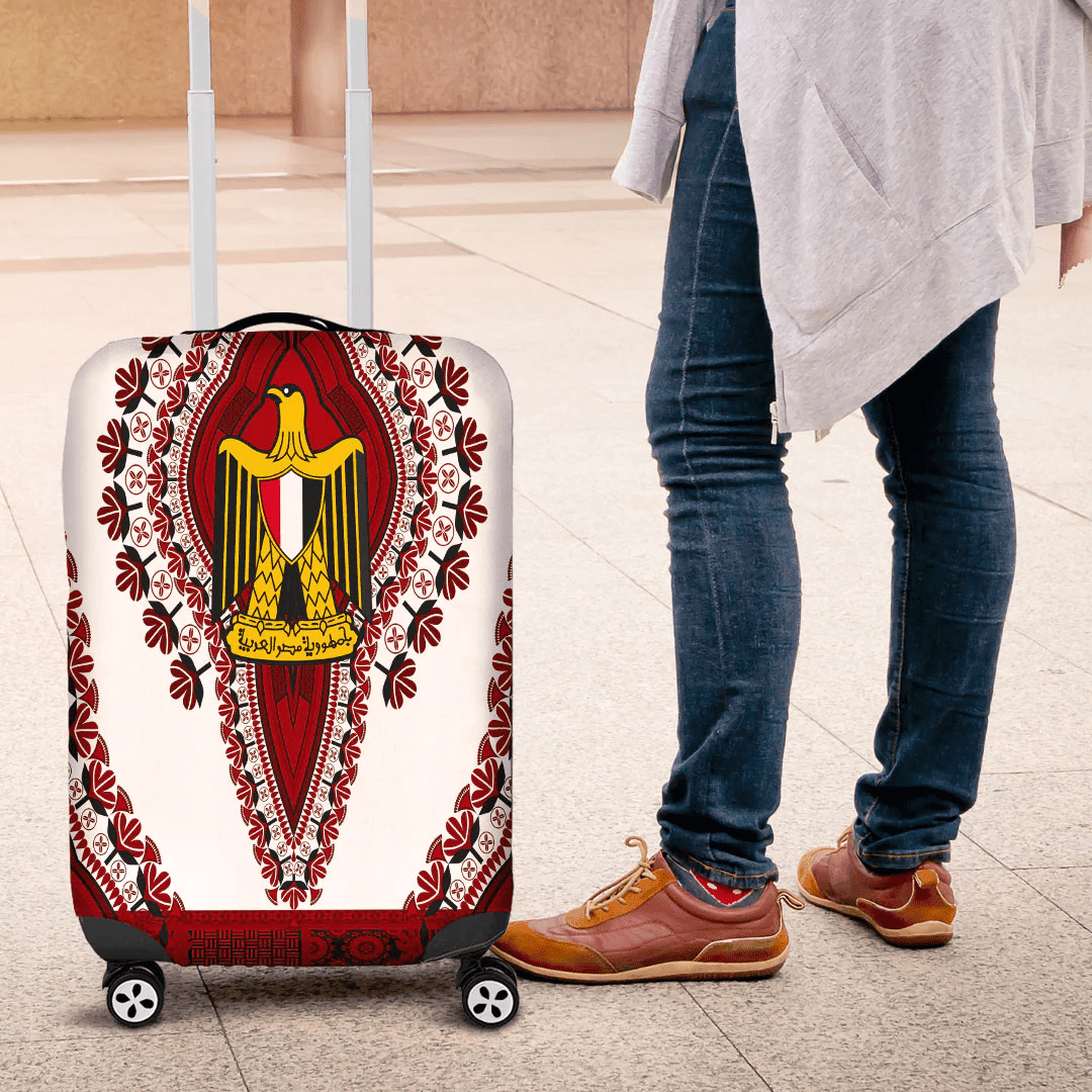 Africazone Africa Luggage Cover Egypt White Version Luggage Cover Vintage African Dashiki