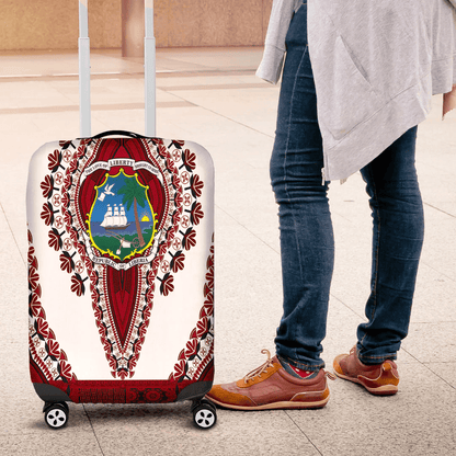 Africazone Africa Luggage Cover Liberia White Version Luggage Cover Vintage African Dashiki