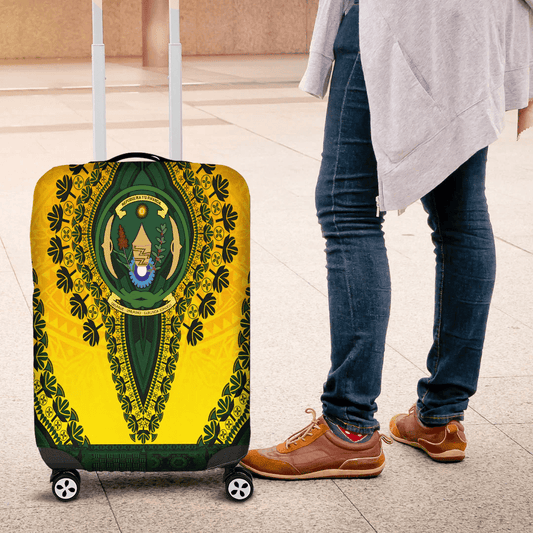 Africazone Africa Luggage Cover Mali White Version Luggage Cover Vintage African Dashiki