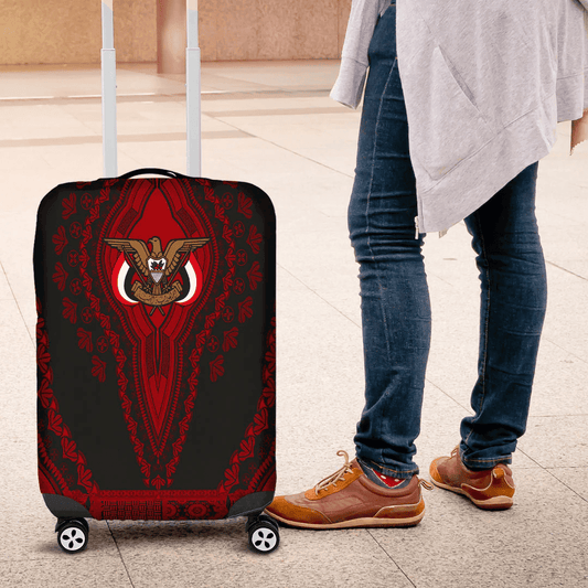 Africazone Africa Luggage Cover Yemen Black Version Luggage Cover Vintage African Dashiki