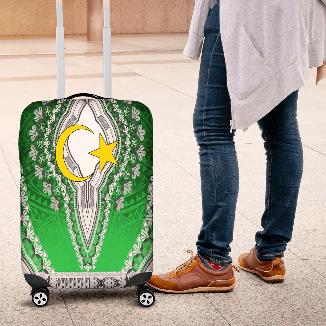 Africazone Africa Luggage Cover Libya Green Version Luggage Cover Vintage African Dashiki