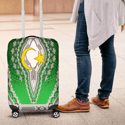 Africazone Africa Luggage Cover Libya Green Version Luggage Cover Vintage African Dashiki