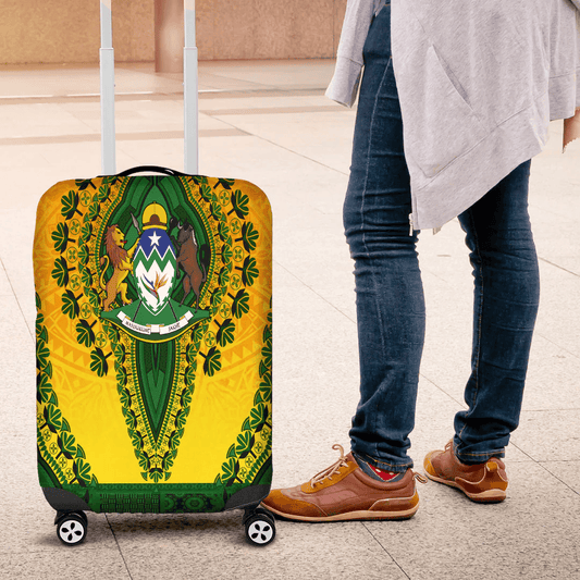 Africazone Africa Luggage Cover Lesotho White Version Luggage Cover Vintage African Dashiki