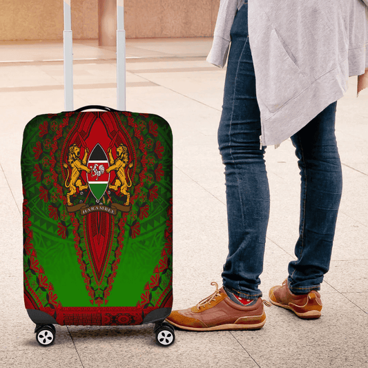 Africazone Africa Luggage Cover Kenya Green Version Luggage Cover Vintage African Dashiki