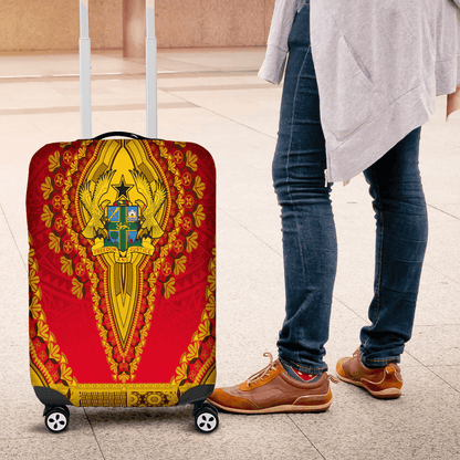 Africazone Africa Luggage Cover Ghana Red Version Luggage Cover Vintage African Dashiki