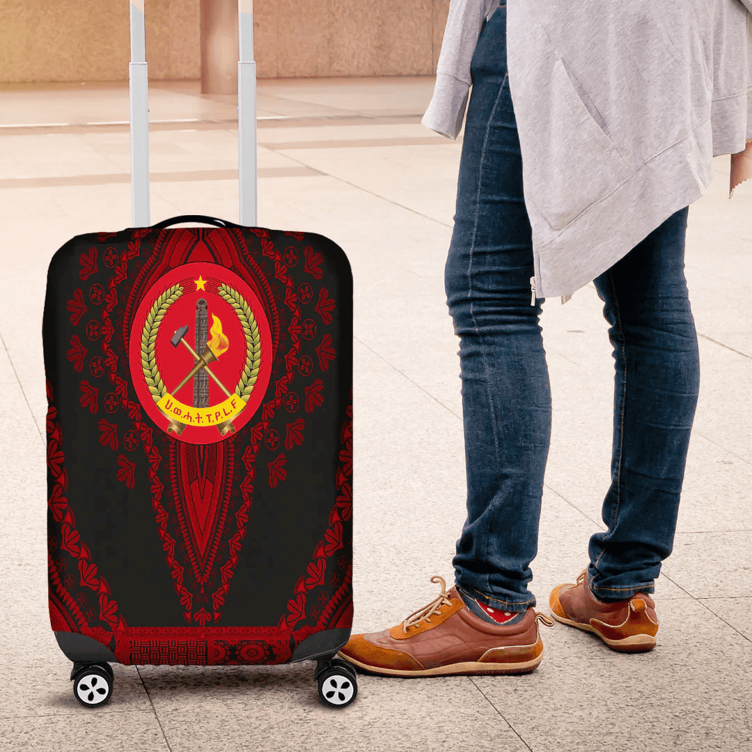 Africazone Africa Luggage Cover Tigray Black Version Ethiopia National Regional States Luggage Cover Vintage African Dashiki