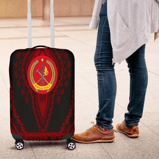 Africazone Africa Luggage Cover Tigray Black Version Ethiopia National Regional States Luggage Cover Vintage African Dashiki