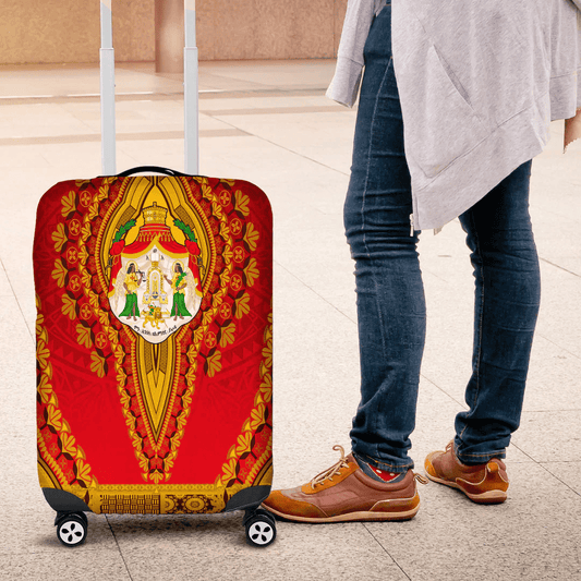 Africazone Africa Luggage Cover Zimbabwe Red Version Luggage Cover Vintage African Dashiki