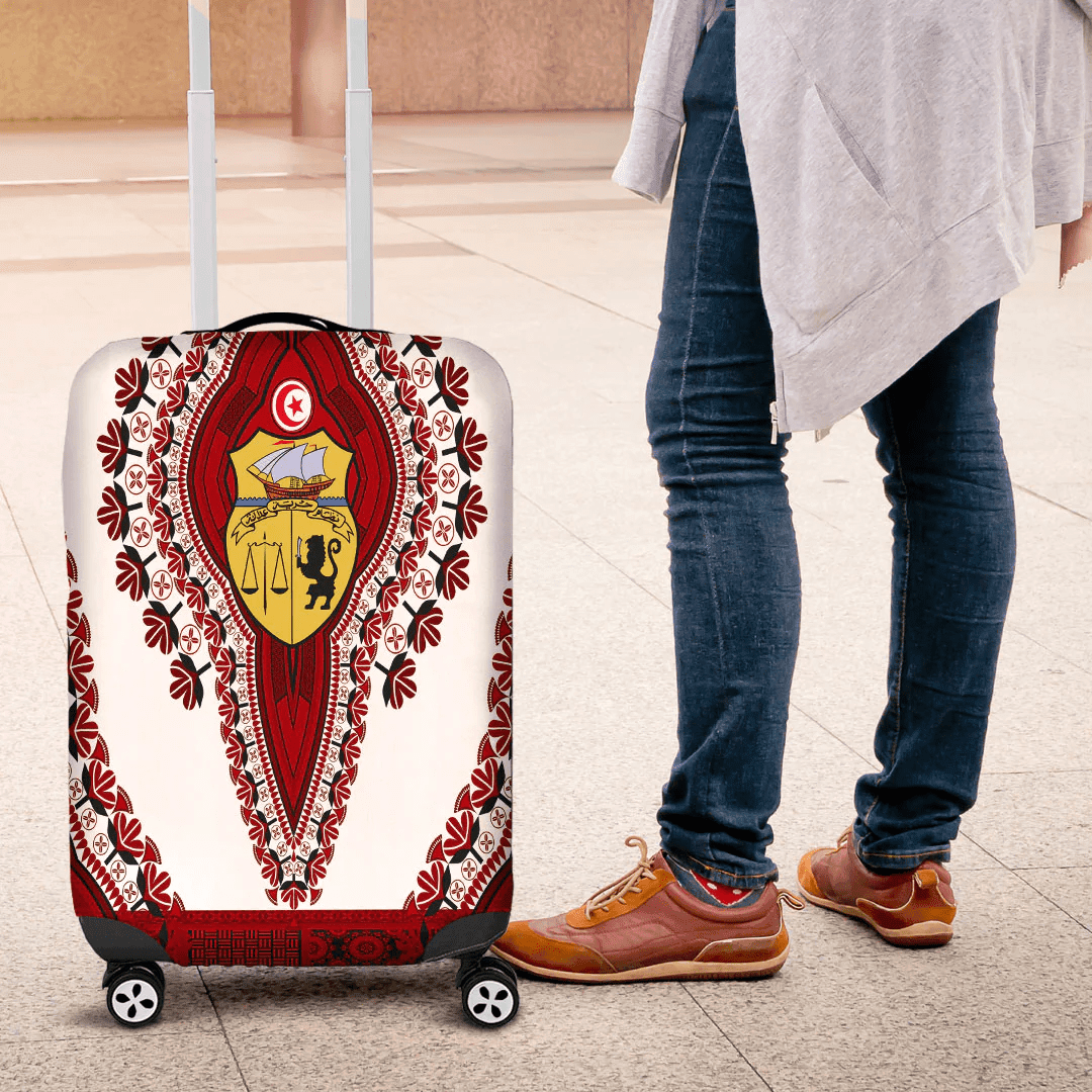 Africazone Africa Luggage Cover Tunisia White Verseion Luggage Cover Vintage African Dashiki