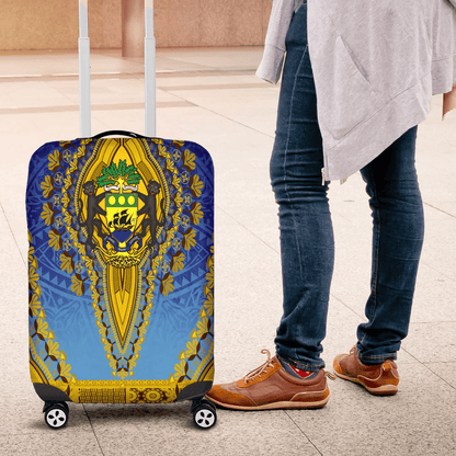 Africazone Africa Luggage Cover Gambia Green Version Luggage Cover Vintage African Dashiki
