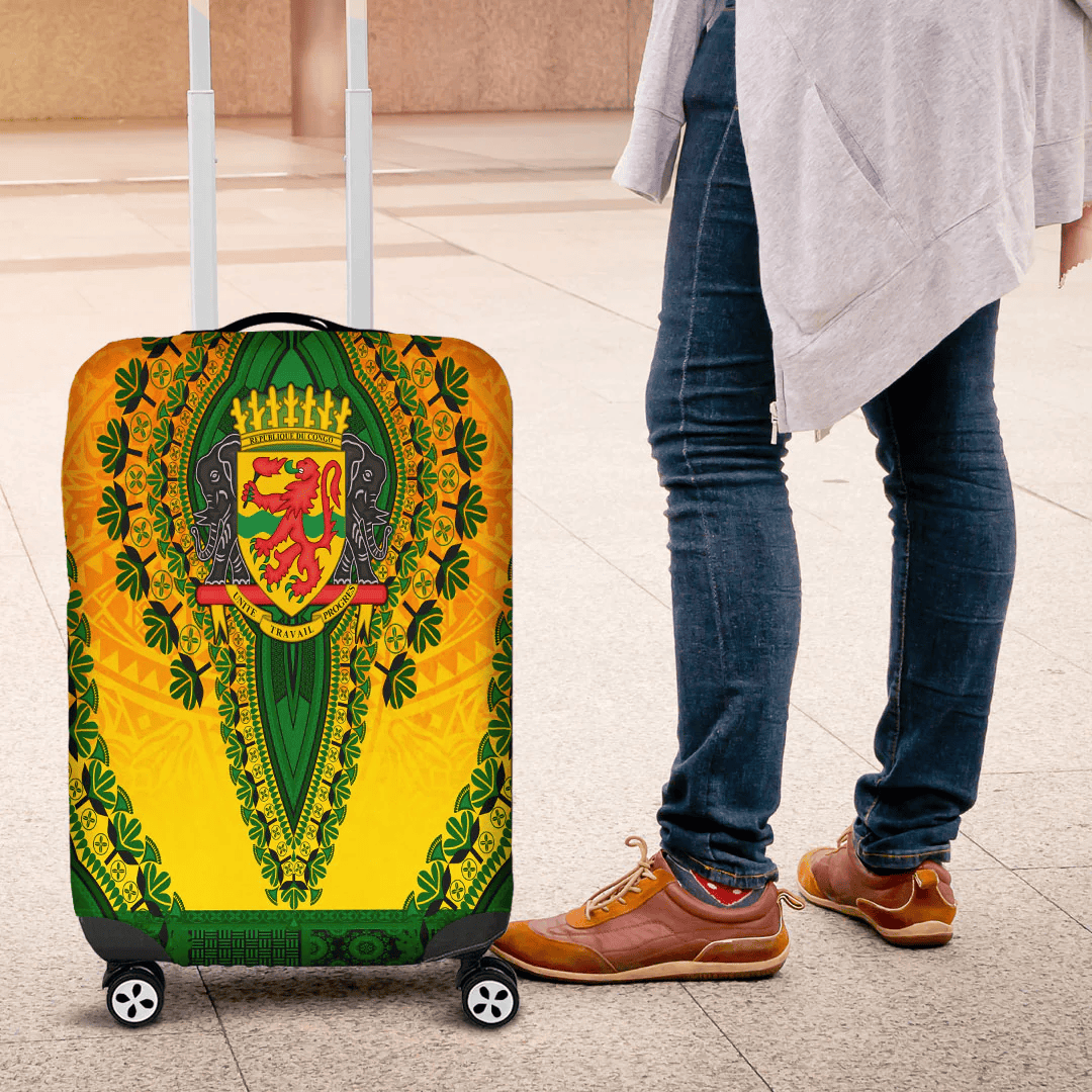 Africazone Africa Luggage Cover Republic Of The Congo Luggage Cover Vintage African Dashiki