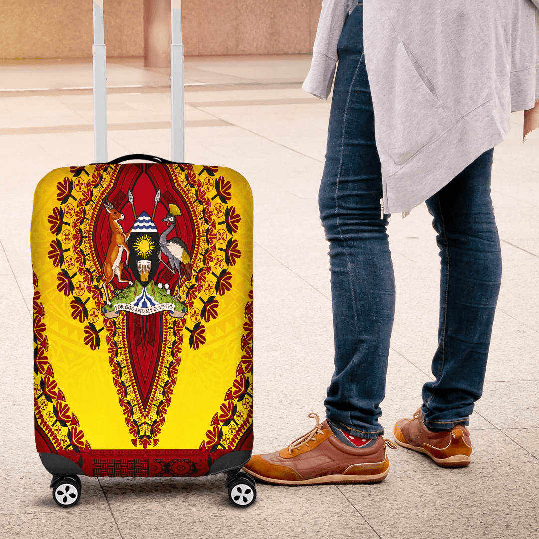 Africazone Africa Luggage Cover Uganda Yellow Version Luggage Cover Vintage African Dashiki