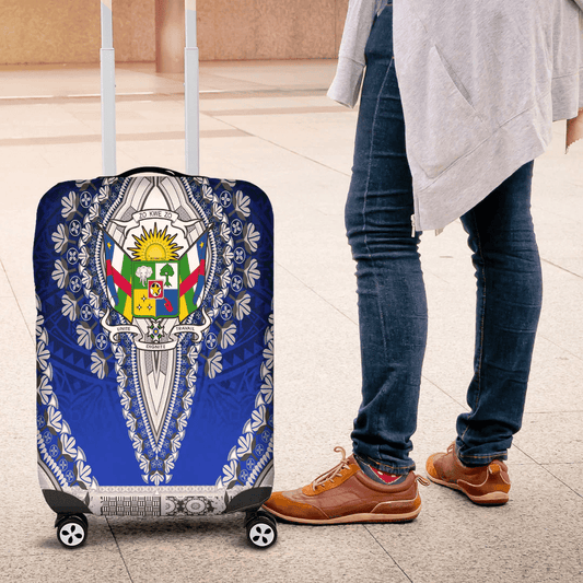 Africazone Africa Luggage Cover Chad Blue Version Luggage Cover Vintage African Dashiki