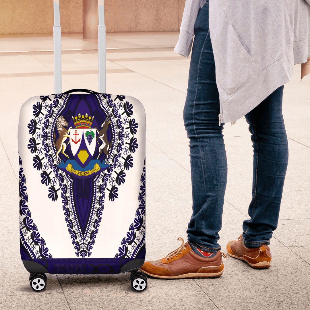 Africazone Africa Luggage Cover Uganda Black Version Luggage Cover Vintage African Dashiki