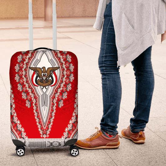 Africazone Africa Luggage Cover Yemen Red Version Luggage Cover Vintage African Dashiki