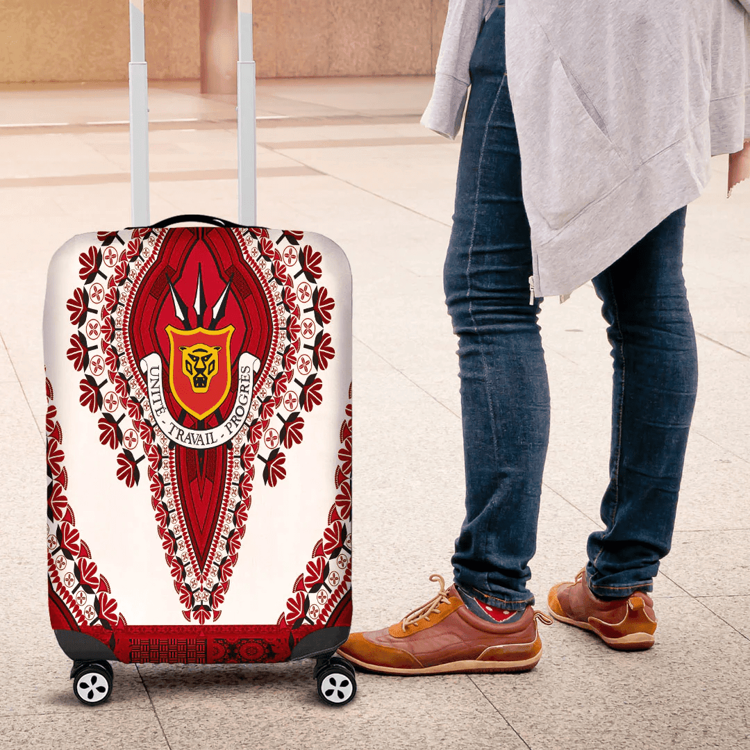 Africazone Africa Luggage Cover Burundi White Verison Luggage Cover Vintage African Dashiki