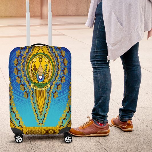 Africazone Africa Luggage Cover Togo Green Version Luggage Cover Vintage African Dashiki