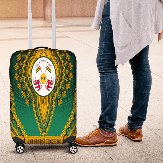 Africazone Africa Luggage Cover Togo Green Version Luggage Cover Vintage African Dashiki