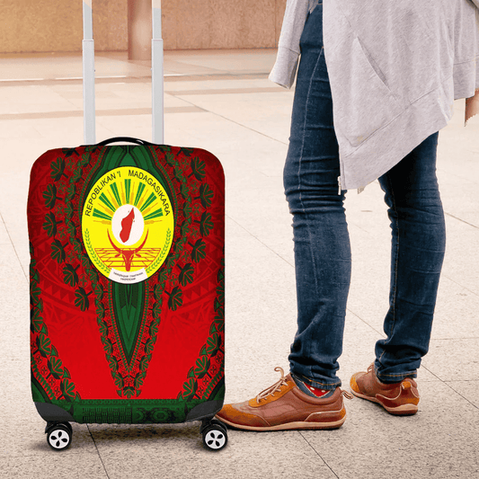 Africazone Africa Luggage Cover Cameroon Red Version Luggage Cover Vintage African Dashiki