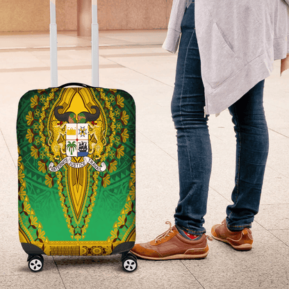 Africa Luggage Cover Benin Green Version Luggage Cover Vintage African Dashiki