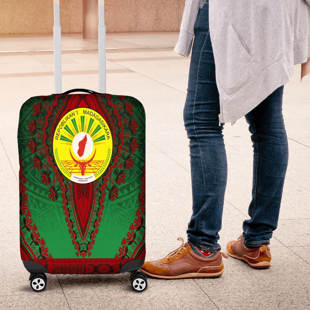 Africa Luggage Cover Madagascar Green Version Luggage Cover Vintage African Dashiki