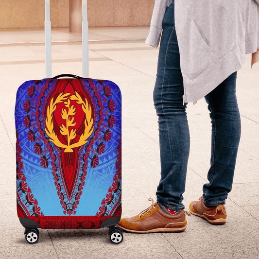 Africa Luggage Cover Eritrea Blue Version Luggage Cover Vintage African Dashiki