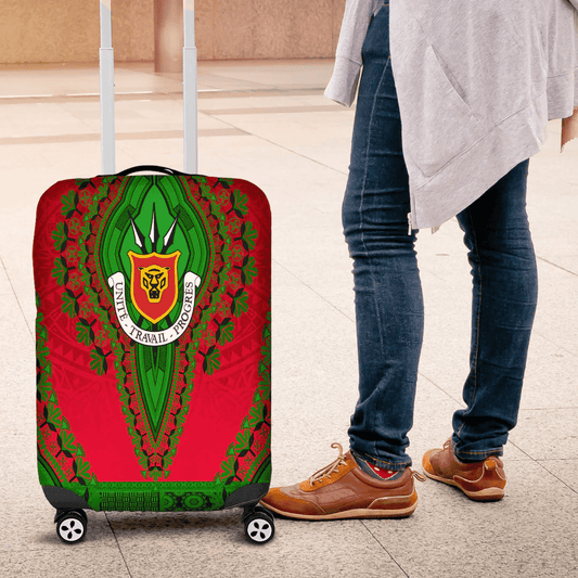 Africa Luggage Cover Burundi Red Verison Luggage Cover Vintage African Dashiki