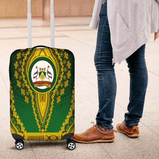 Africa Luggage Cover Burundi White Verison Luggage Cover Vintage African Dashiki