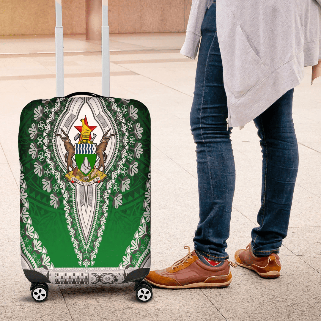 Africa Luggage Cover Sudan Green Version Luggage Cover Vintage African Dashiki