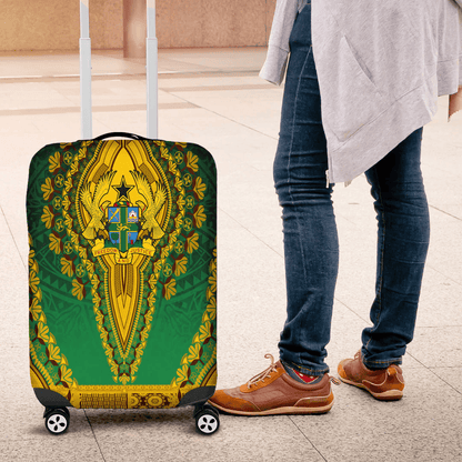 Africa Luggage Cover Ghana Green Version Luggage Cover Vintage African Dashiki
