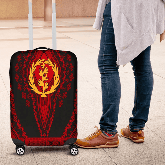 Africa Luggage Cover Eritrea Black Version Luggage Cover Vintage African Dashiki