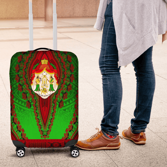 Africa Luggage Cover Oromo Green Version Luggage Cover Vintage African Dashiki
