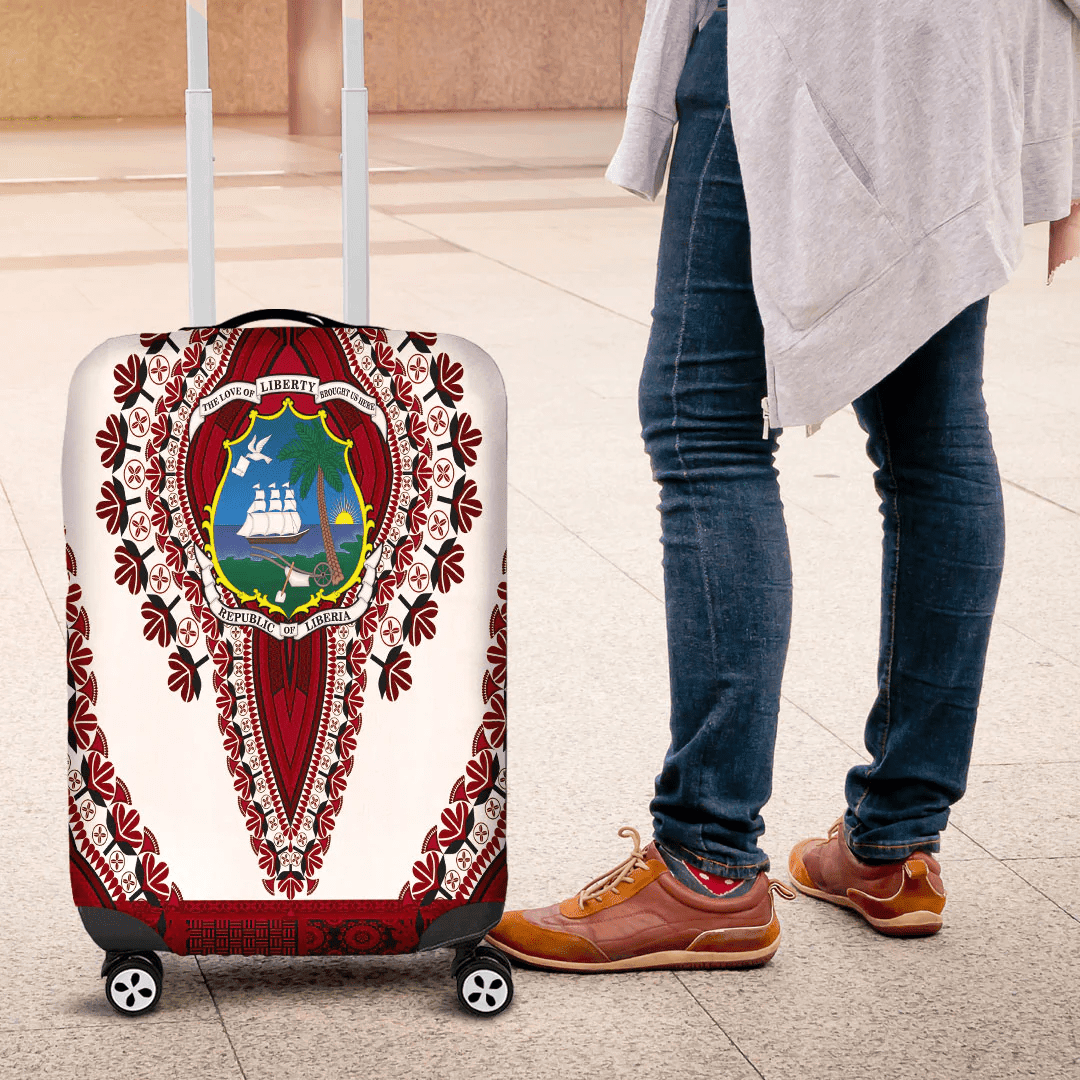 Africa Luggage Cover Liberia White Version Luggage Cover Vintage African Dashiki