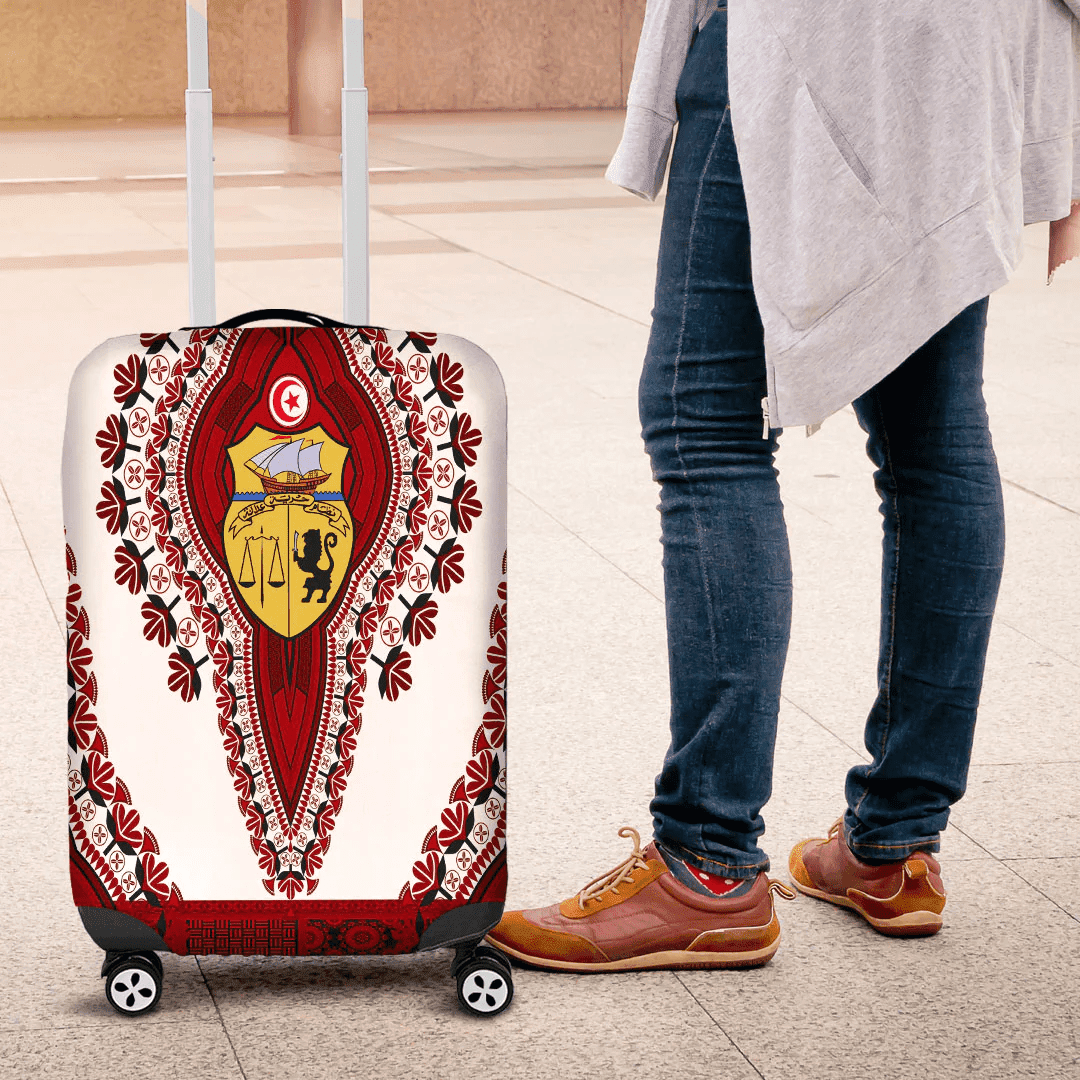 Africazone Africa Luggage Cover Tunisia White Version Luggage Cover Vintage African Dashiki