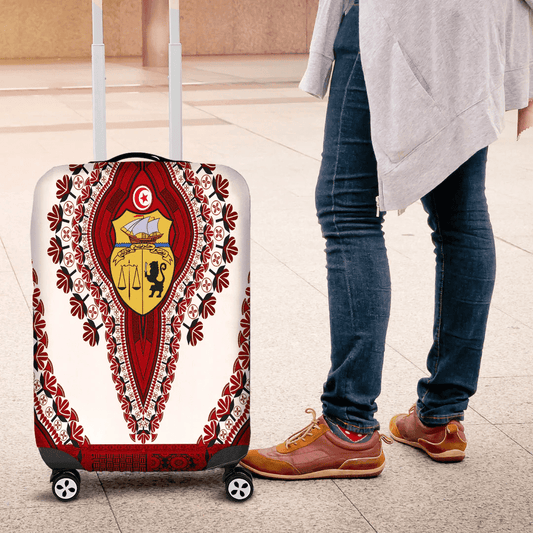 Africazone Africa Luggage Cover Tunisia White Version Luggage Cover Vintage African Dashiki