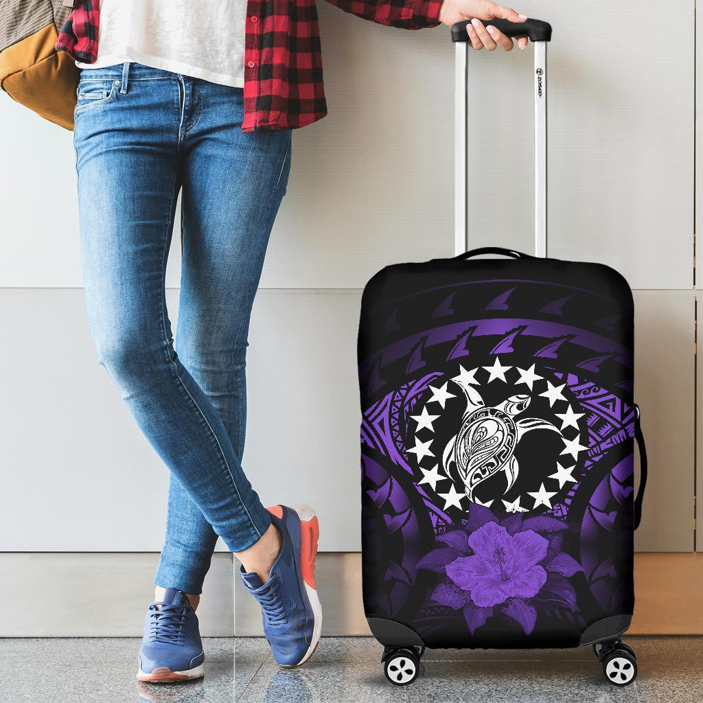Cook Islands Luggage Covers Purple Hibiscus